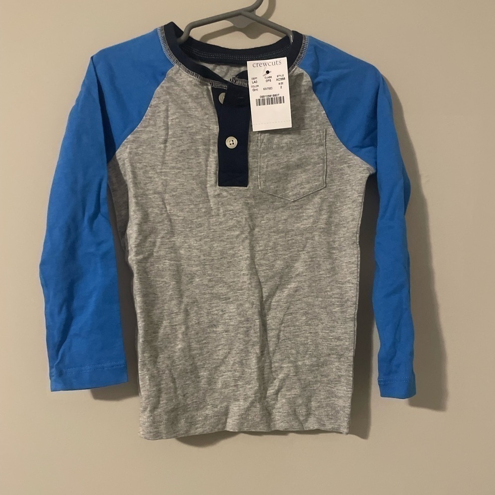NWT - Crew Cuts Jersey Tee - Size 2 - Blue & Gray